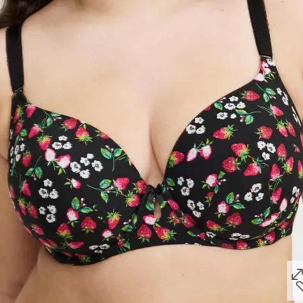 TORRID Women’s Perfect T-Shirt Bra Strawberry Bloom Rich Black Size 38DDD - Picture 9 of 10